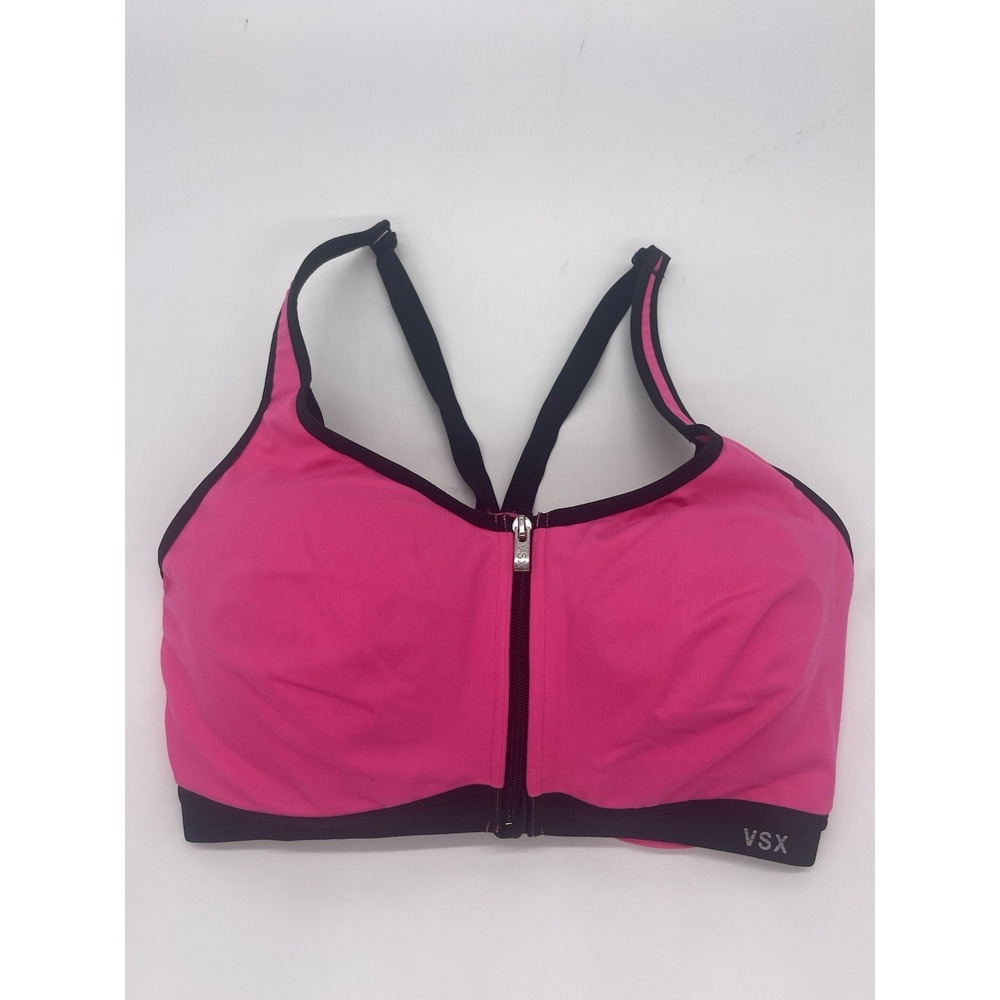Victoria's Secret VSX Knockout Front Close Sports Bra Love Pink 34DD Gym Beach‎